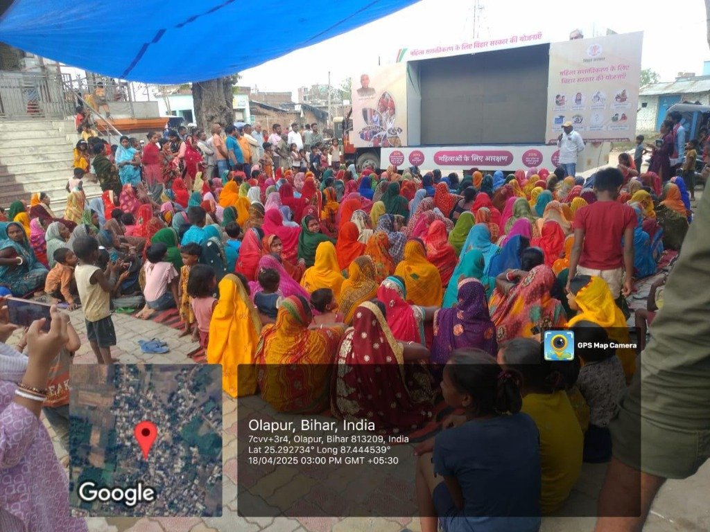 Women empowerment rally and mobile LED screen in Olapur, Bihar